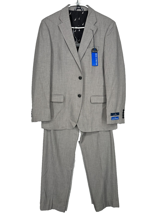 NAUTICA Suit Size 38S 32x29 Light Gray Modern Fit Bi-Stretch  2-Piece NWT